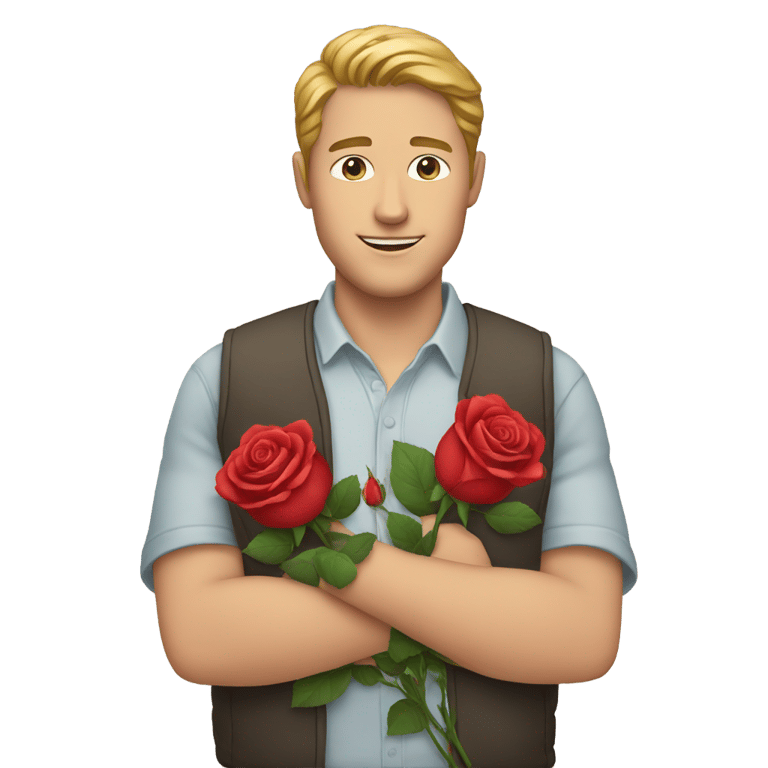 genmoji: a white man with roses in his hands