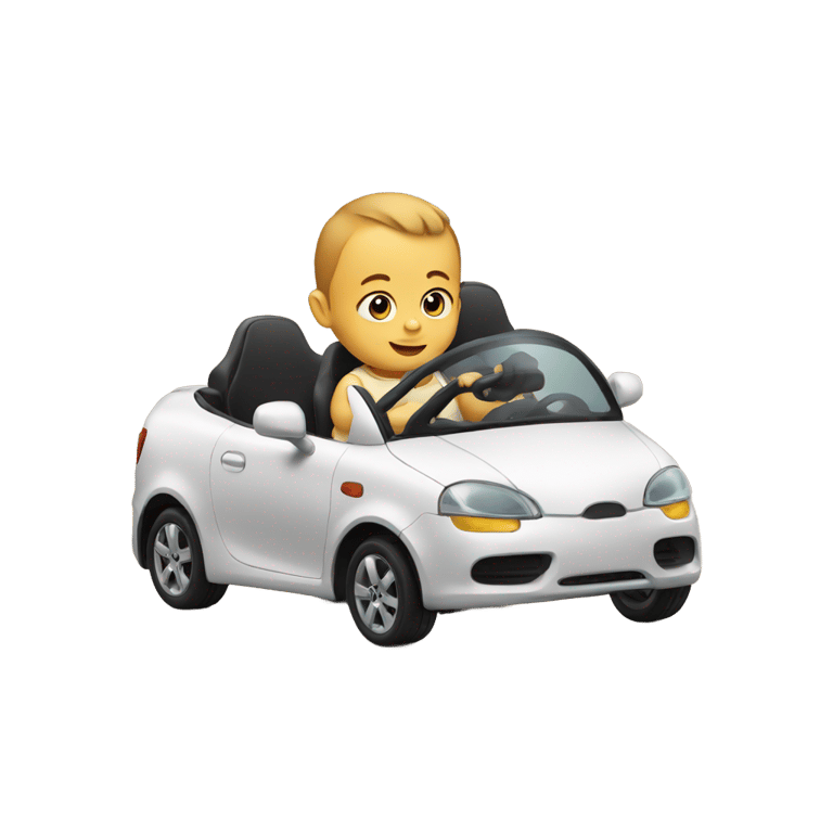 genmoji: Baby driving a car