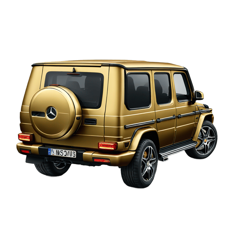 genmoji: Back side, realistic gold, Mercedes classe G AMG