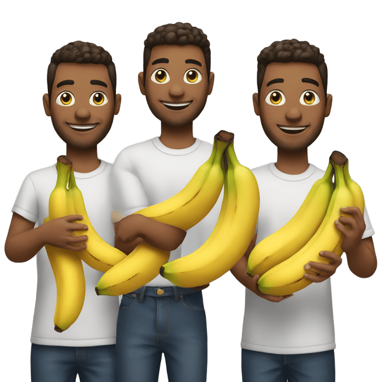 genmoji: 5 guys holding 5 bananas