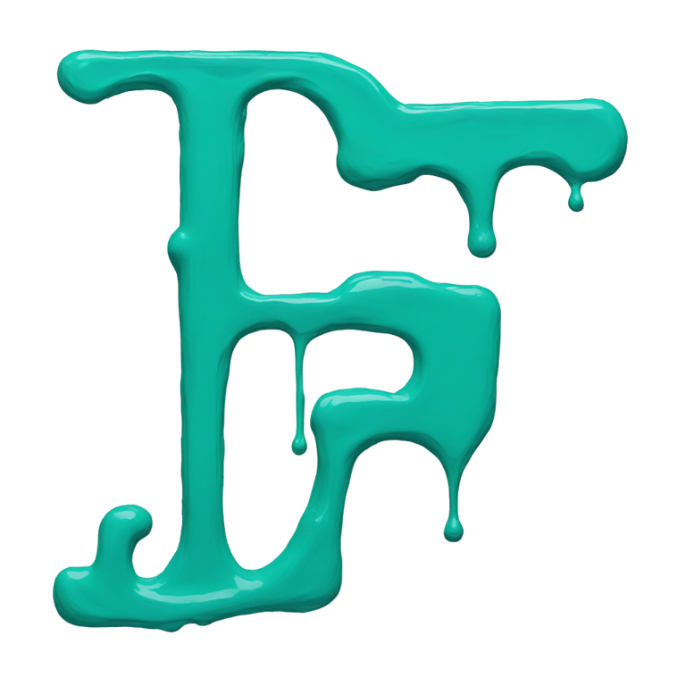 genmoji: Letter t made out of teal paint