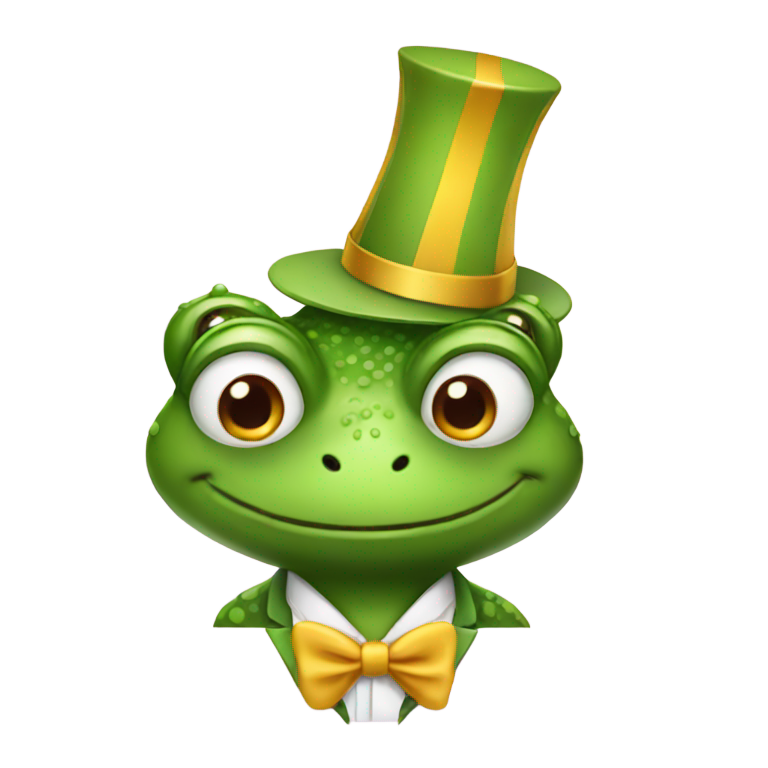 genmoji : Grenouille homme d'affaires avec chapeau d'anniversaire