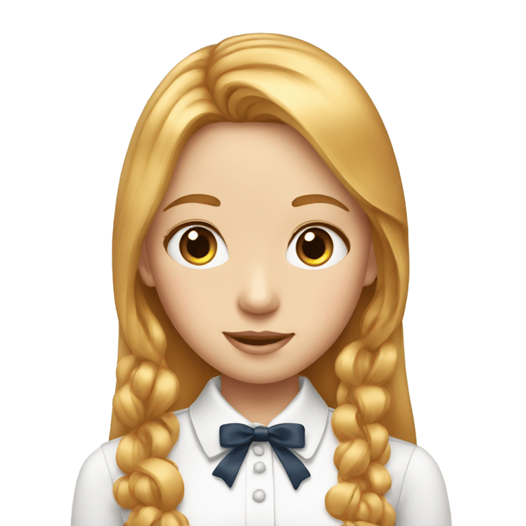 絵文字：Strawberry blond girl with straight hair and bow and white collared shirt