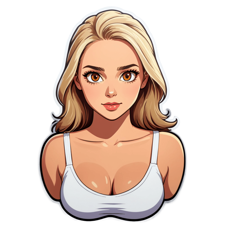genmoji：金发碧眼的女子，穿着小上衣，胸部很大