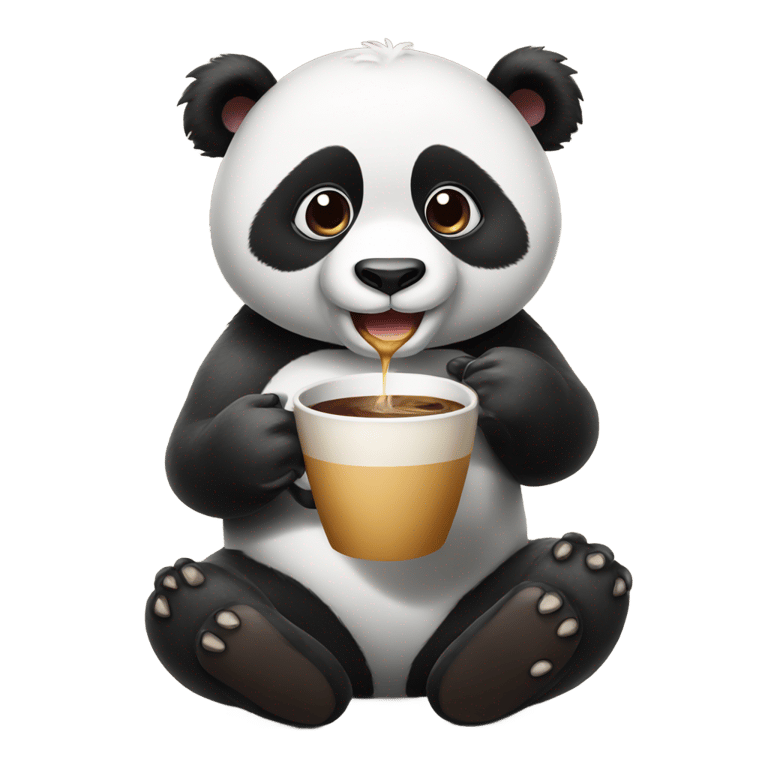 絵文字：a panda drinking coffee