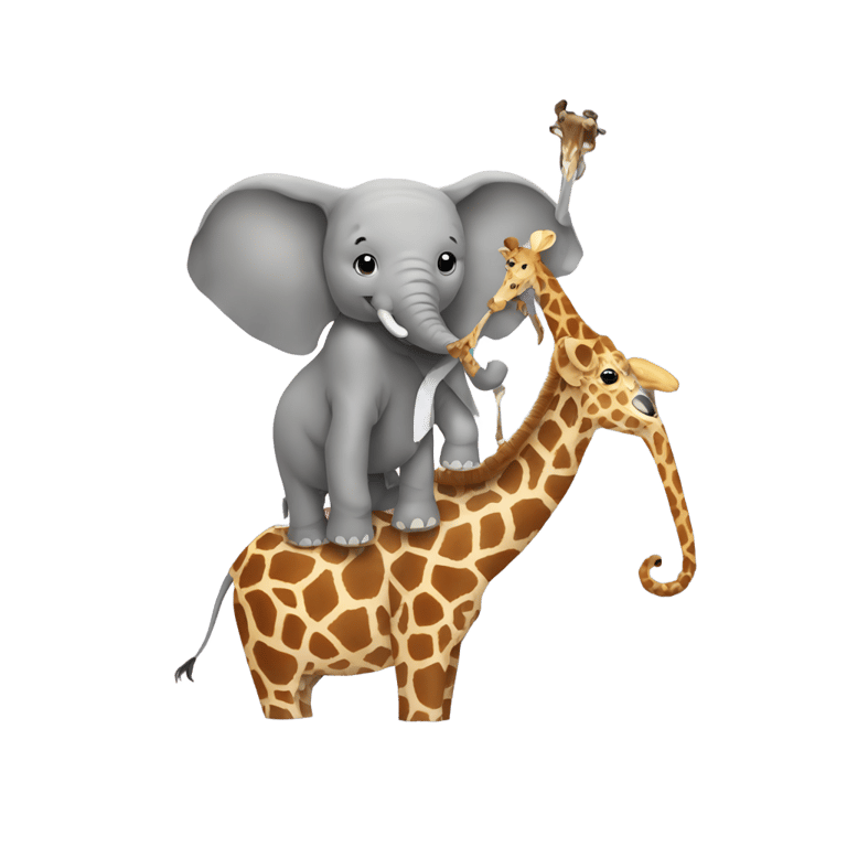 genmoji: Elephant using a Giraffe's neck as a halfpipe