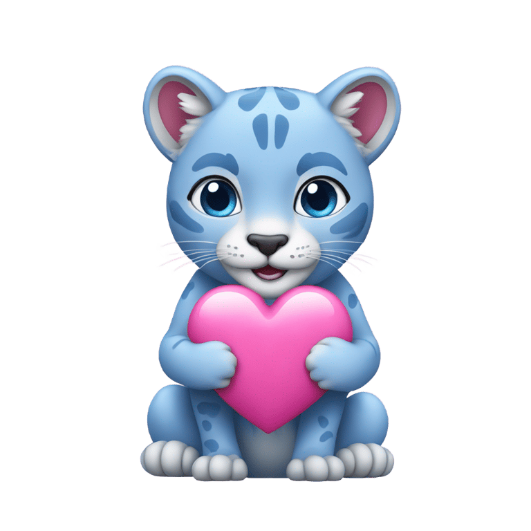 genmoji: A Blue cougar holding a pink heart