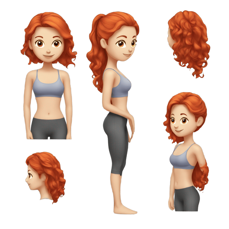 genmoji: Pilates girl with red hair