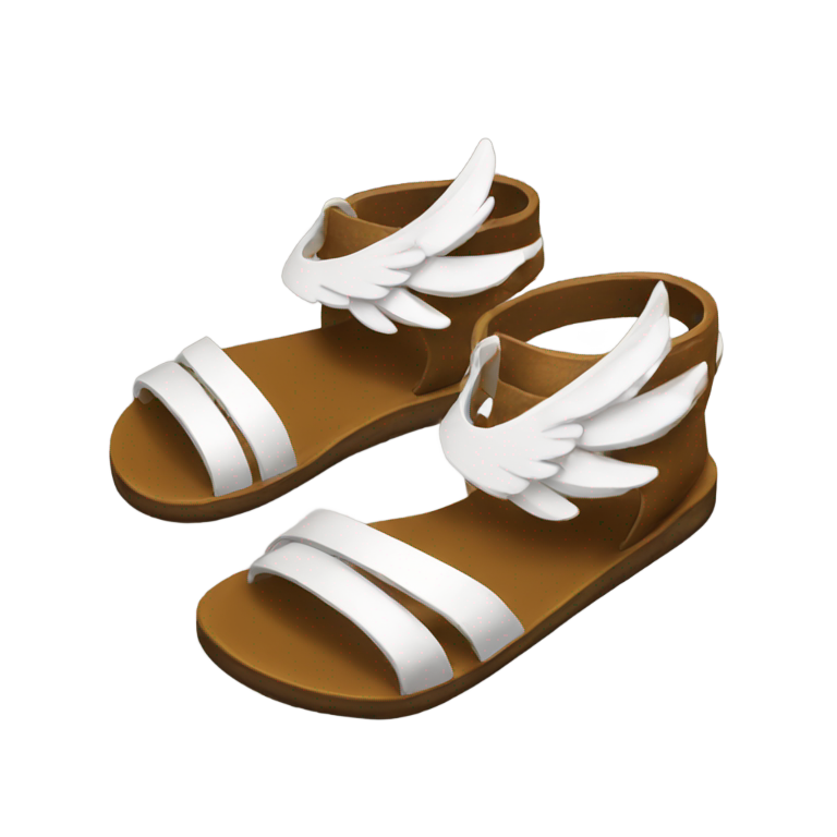 genmoji: bronze sandals with white wings