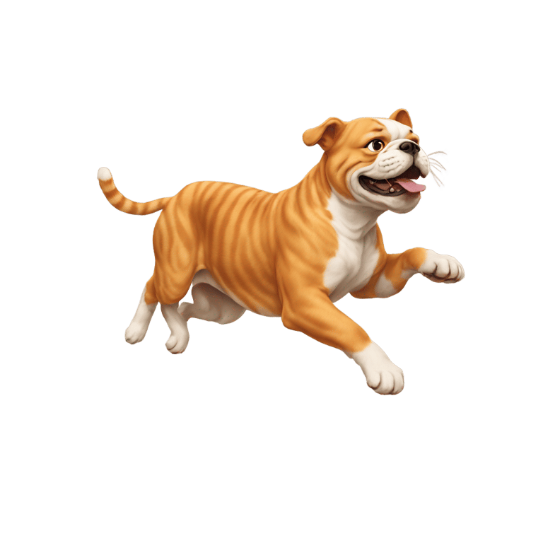 genmoji：橙色斑猫追赶 bulldog