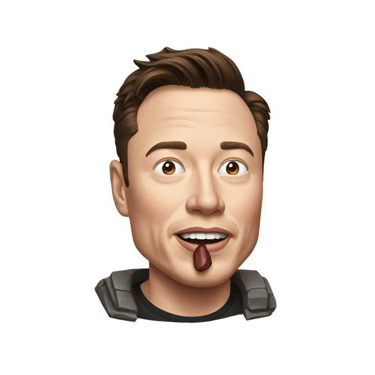 genmoji: elon musk with stone in his mouth