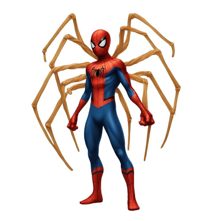 genmoji: A thing spider man standing noodles hairs