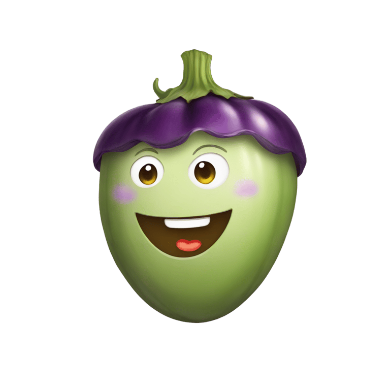 genmoji: A smiling eggplant