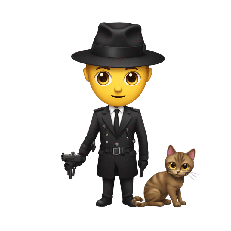 genmoji: Evil spy with cat