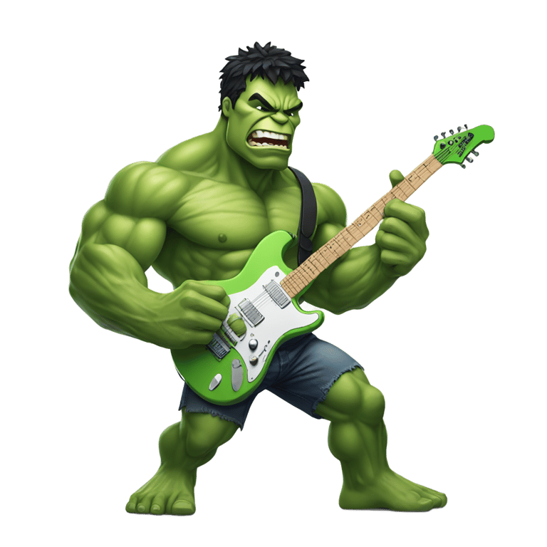 genmoji: Hulk playing  electric guitar