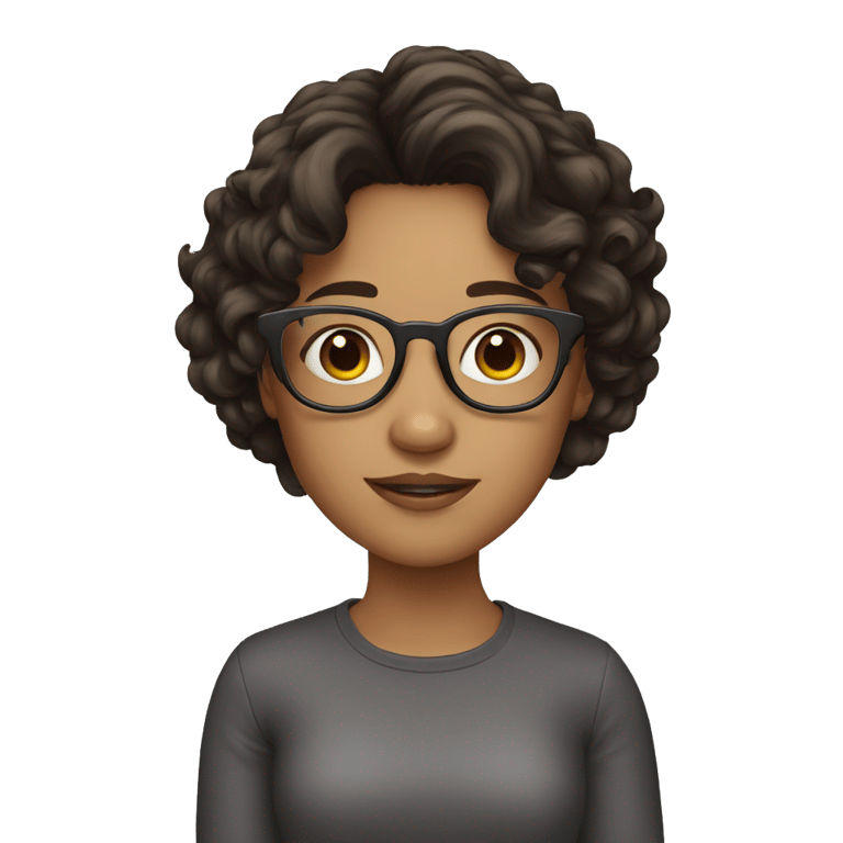 genmoji: A girl with dark brown wavy hair and glasses