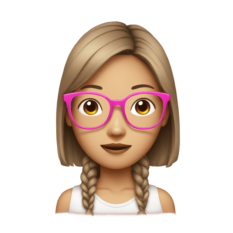 genmoji: tan asian girl with pink glasses