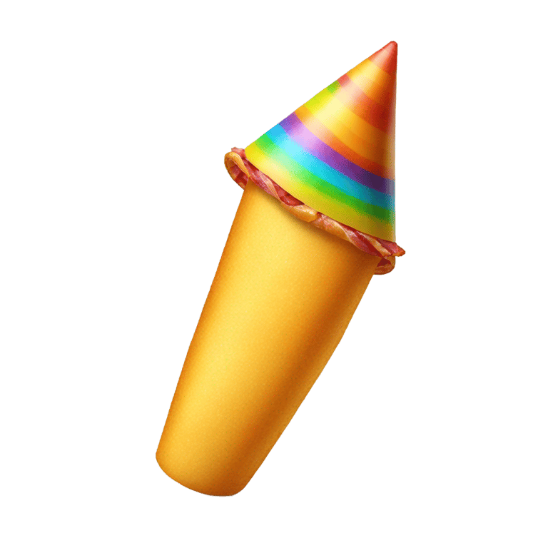 genmoji: a party hat with a rainbow bacon