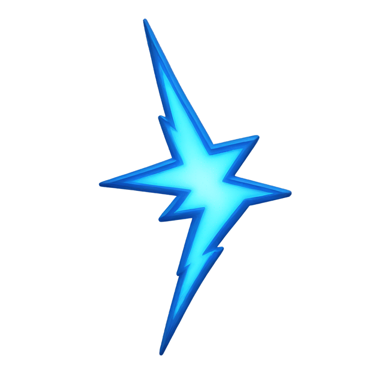 genmoji : A glowing blue lightning bolt symbol. The bolt is sharp and angular, with a bright, fiery blue outline that gives it a luminous and energetic appearance.