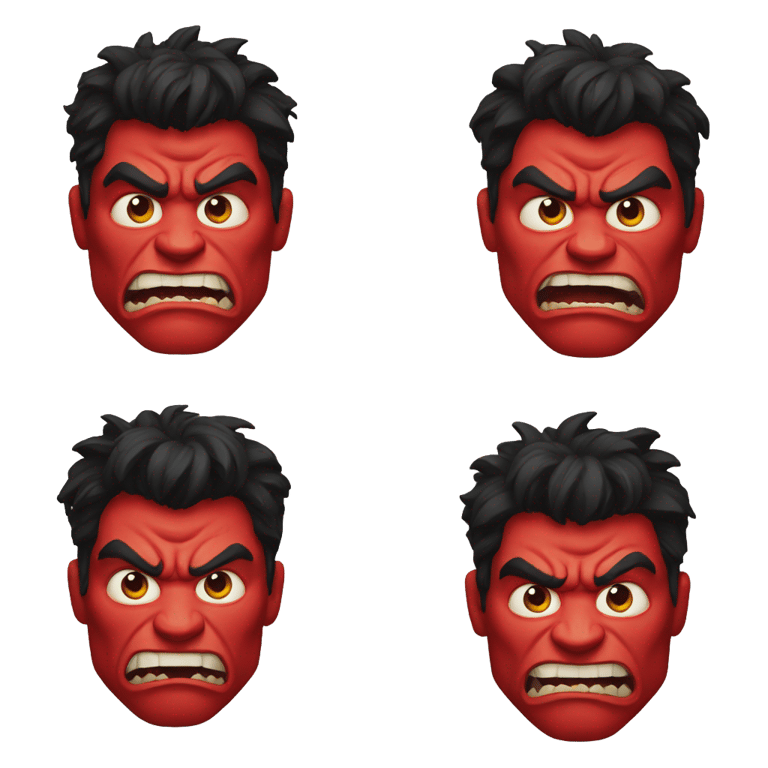 genmoji: A Red hulk face with different experience