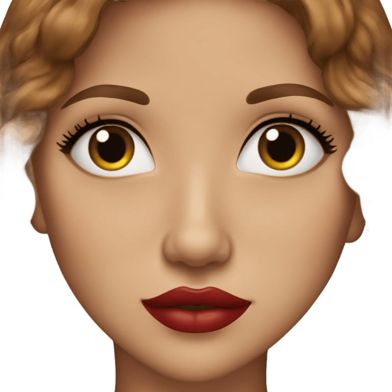 genmoji: Girl brown hair red lips lashes