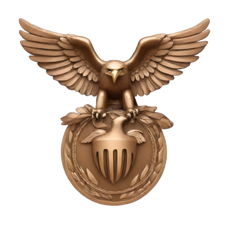 genmoji: bronze eagle on a navy blue background