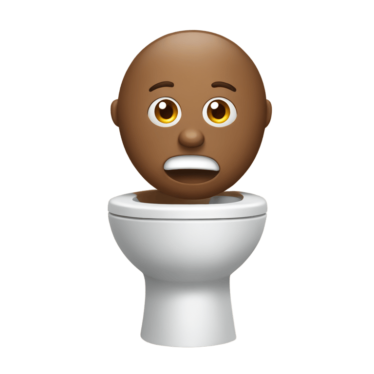 genmoji: Brown skinny ugly head sticking out of toilet