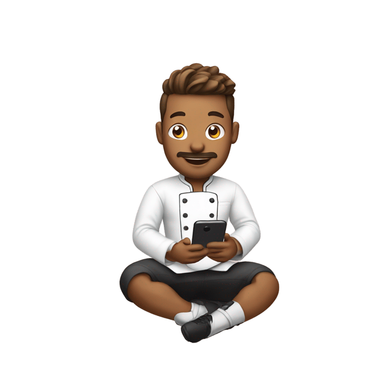 genmoji: Garett is a chef playing games on his phones