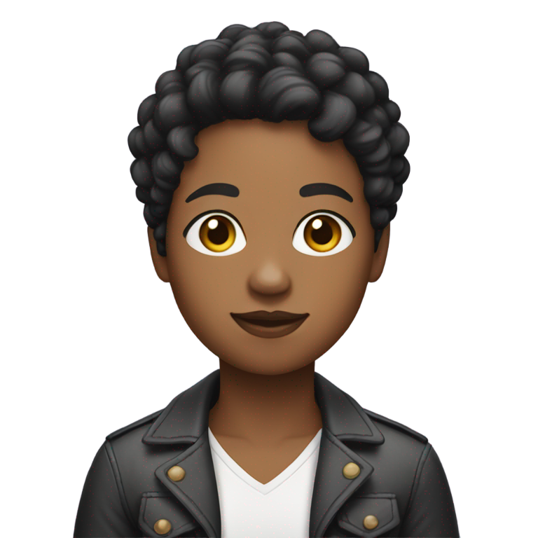 genmoji : Une personne non-binaire noire, technophile, avec des cheveux courts et raides