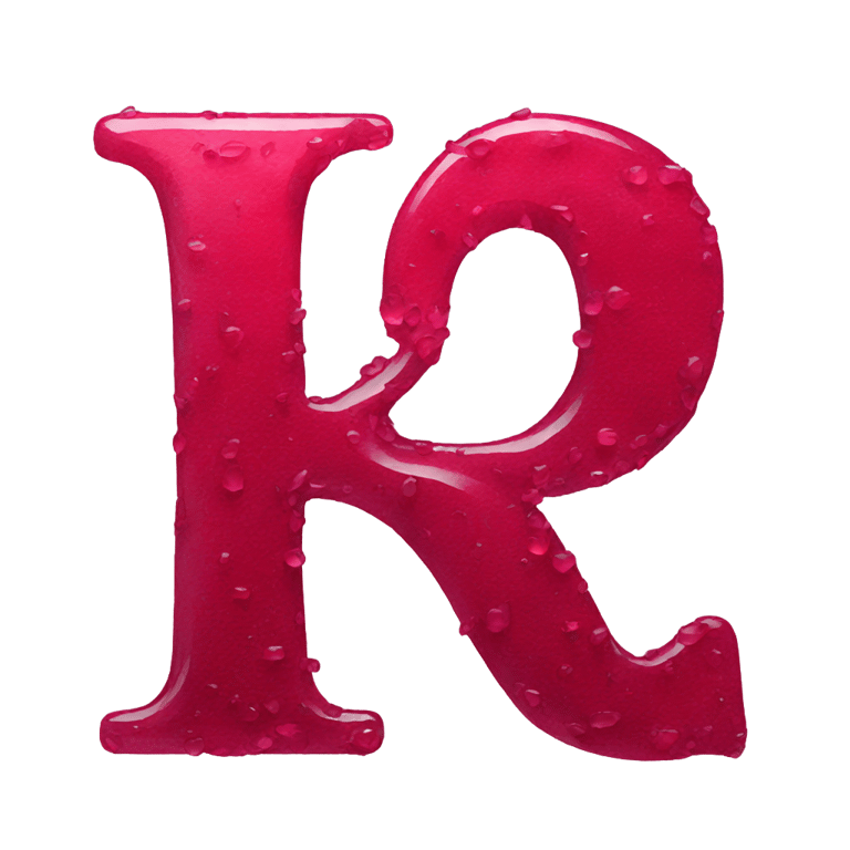 genmoji: Letter r made out of ruby paint