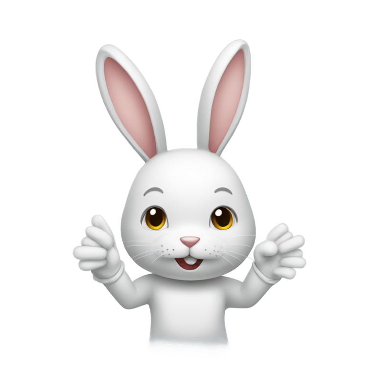 genmoji: A rabbit wearing white gloves