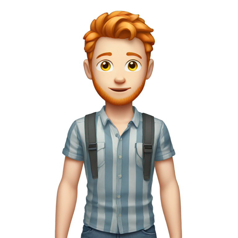 genmoji : Gentil garçon aux cheveux roux portant un short avec une chemise.