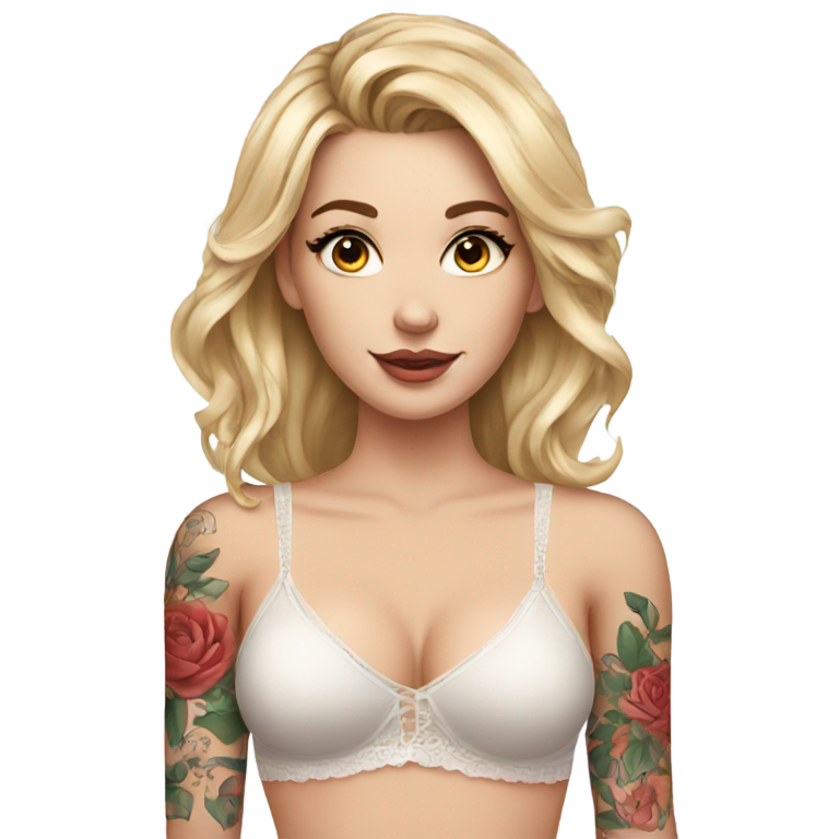 genmoji: White girl with tattoes and lingerie