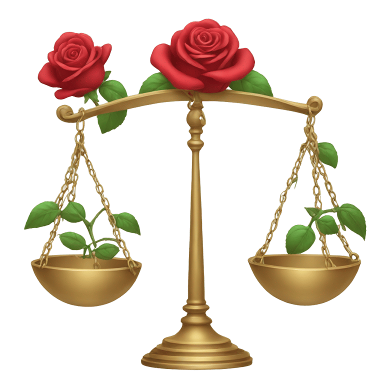 genmoji: roses balancing in scales