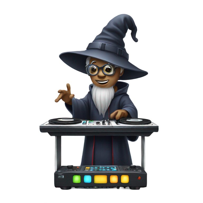 genmoji: wizard playing dj controller