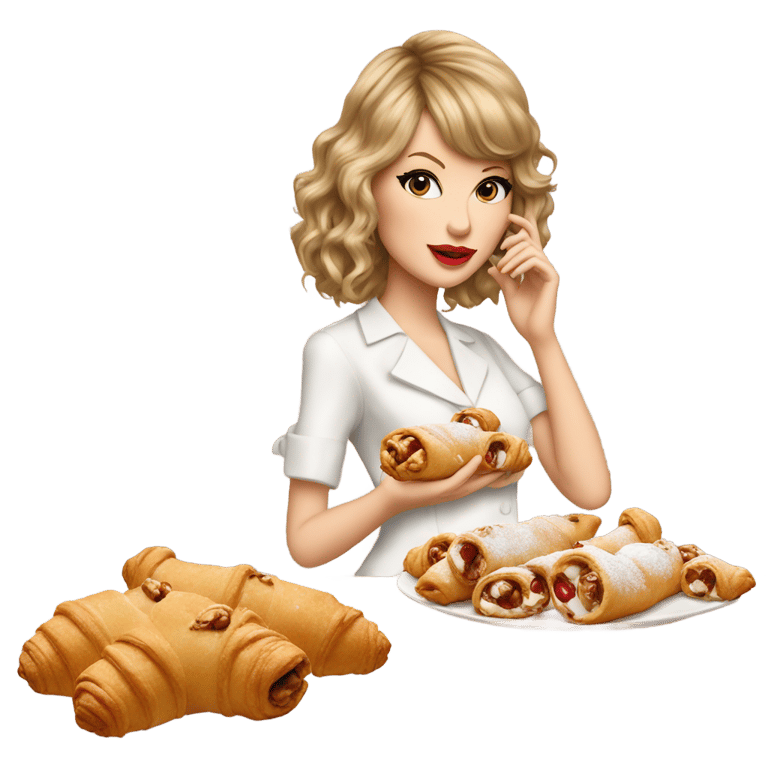 genmoji: taylor swift with huge cannolis holding baby