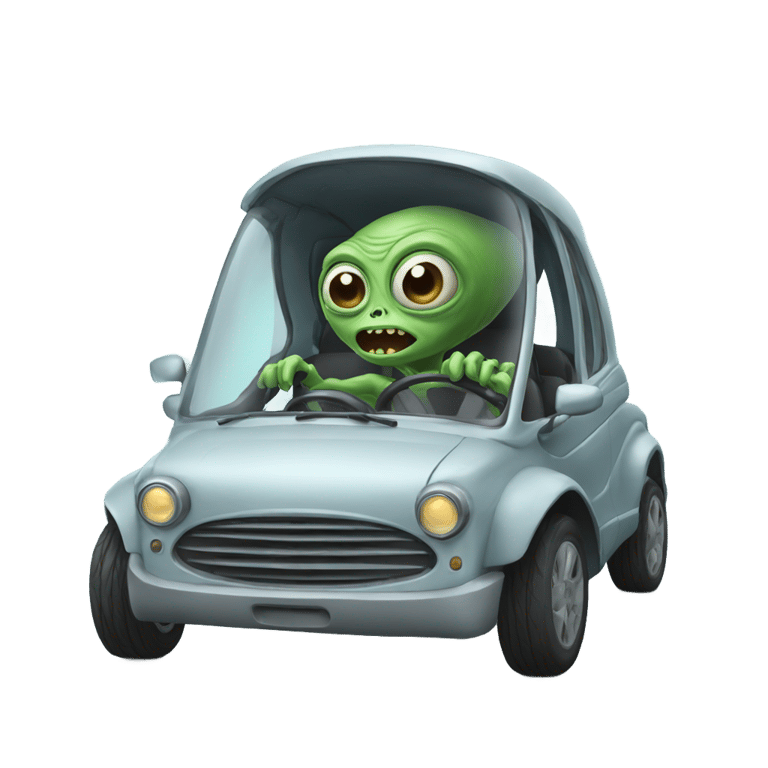 genmoji: ugly alien driving