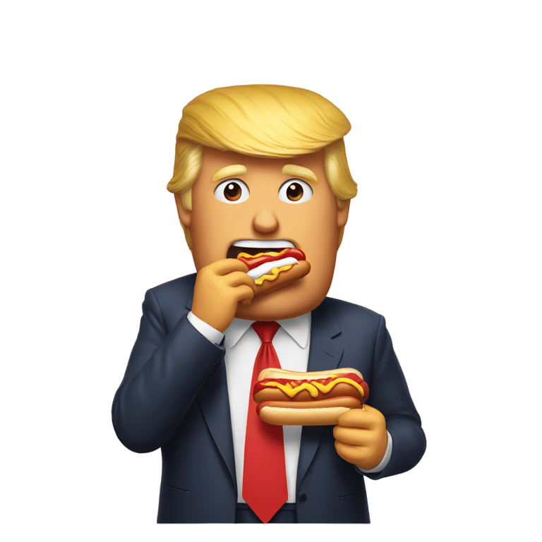 genmoji: Donald trump eating a hot dog.