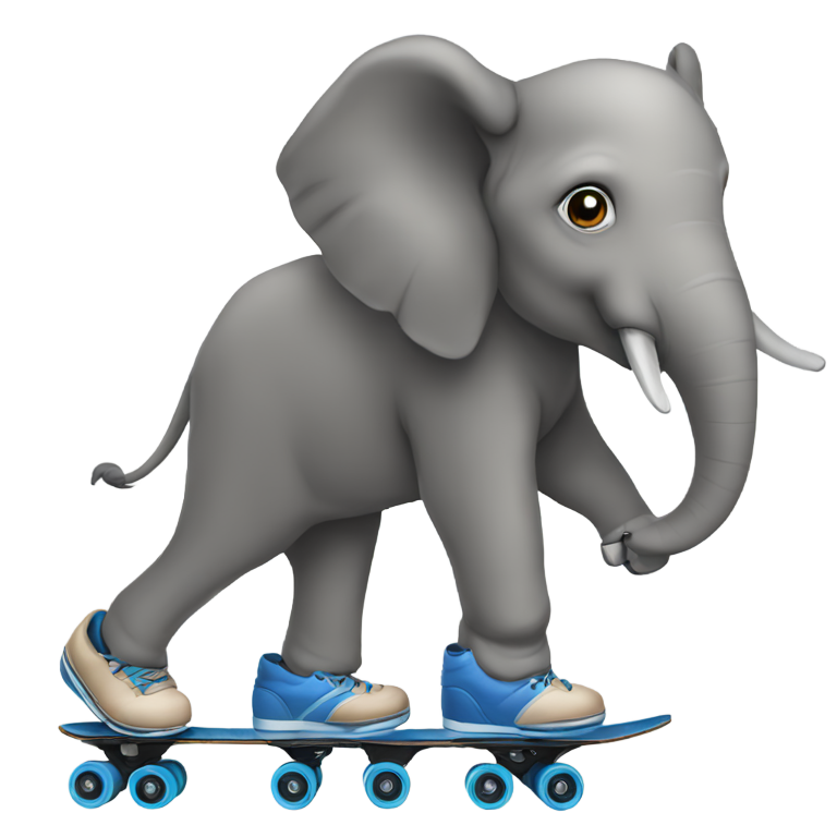 genmoji: elefanta con patines en los pies