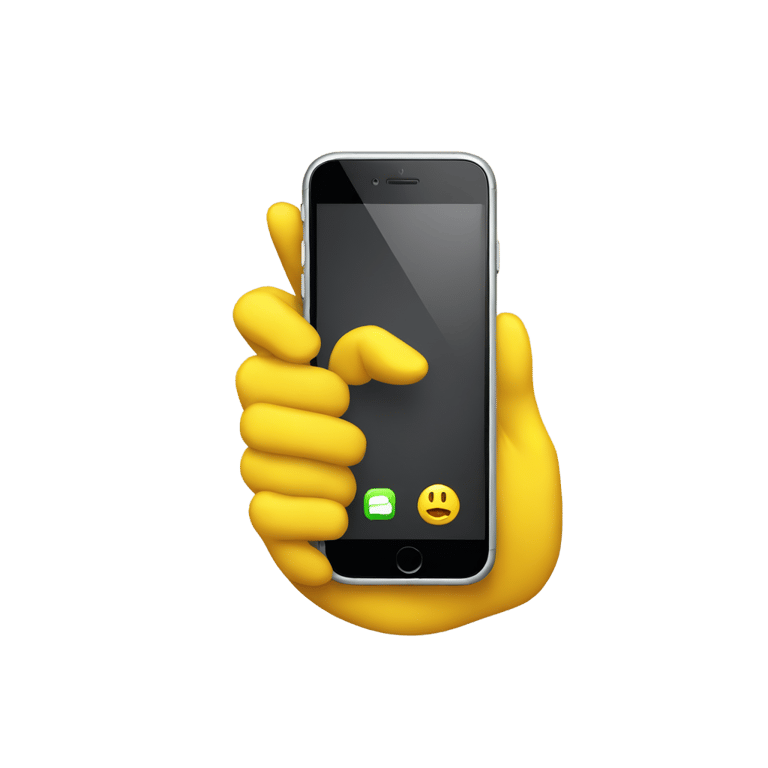 genmoji：一只黄色手拿着iPhone