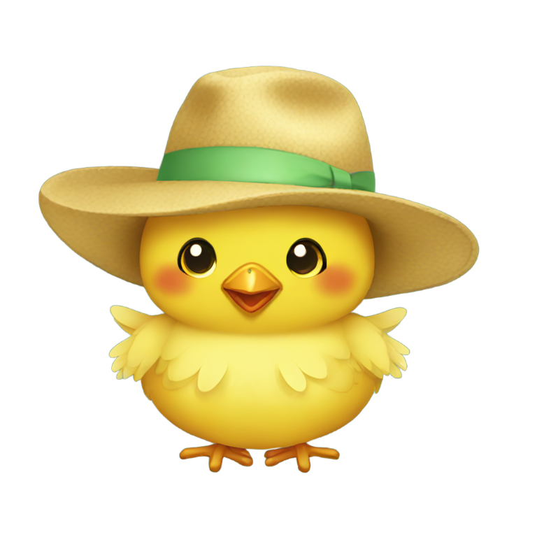 genmoji : A full look chick with colorful hat