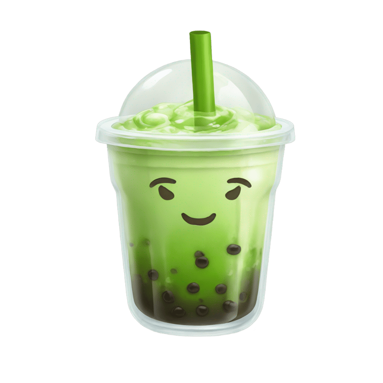 genmoji: matcha bubble tea in glass