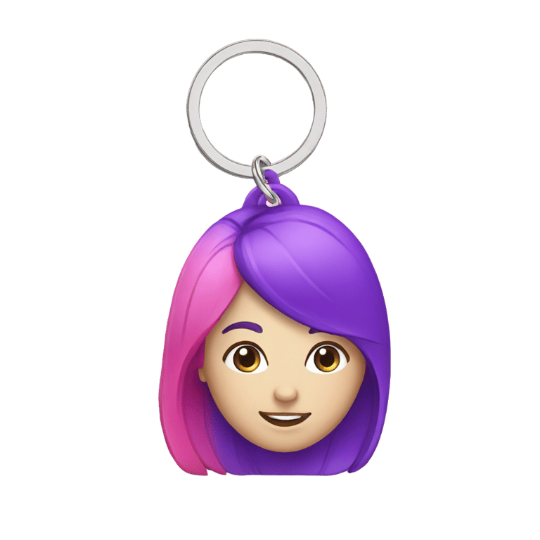 genmoji: a purple & pink keychain