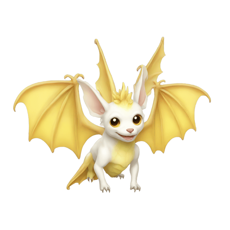 genmoji: Yellow and white fairy bat dragon