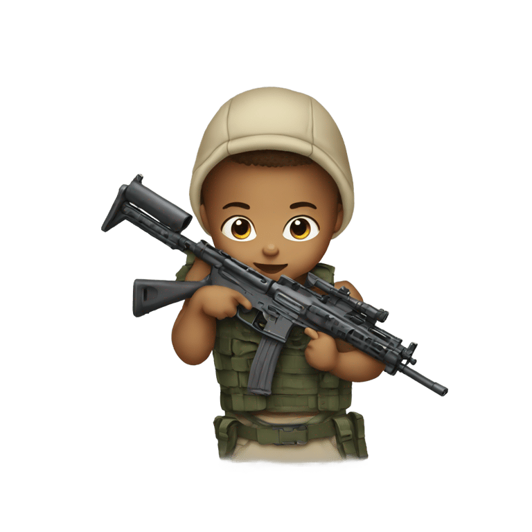 genmoji : a baby with an assault rifle