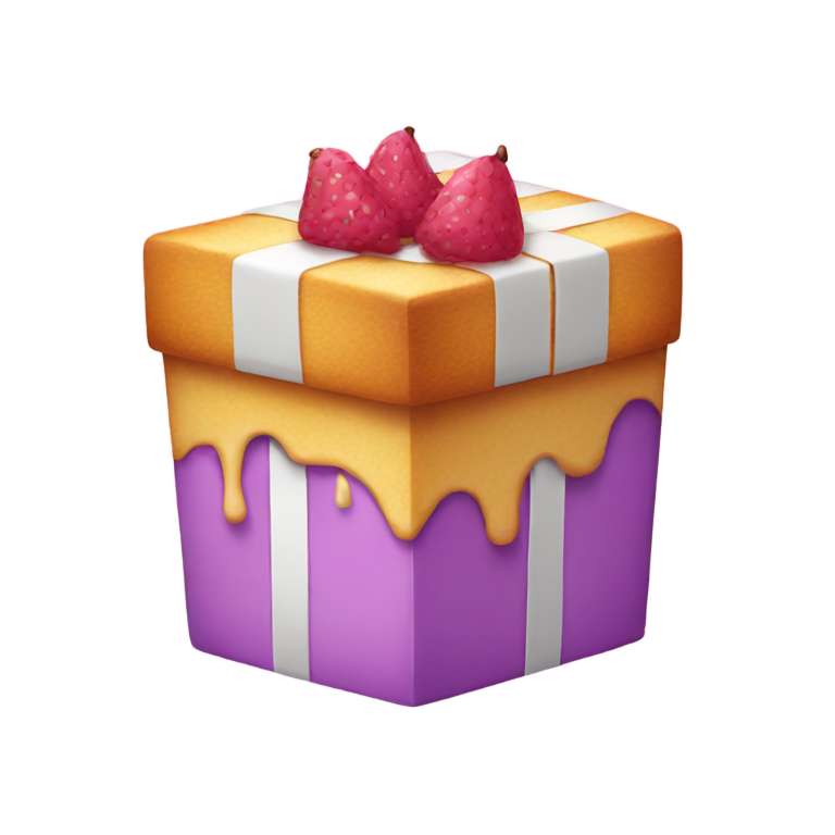 genmoji: a box with a cake inside