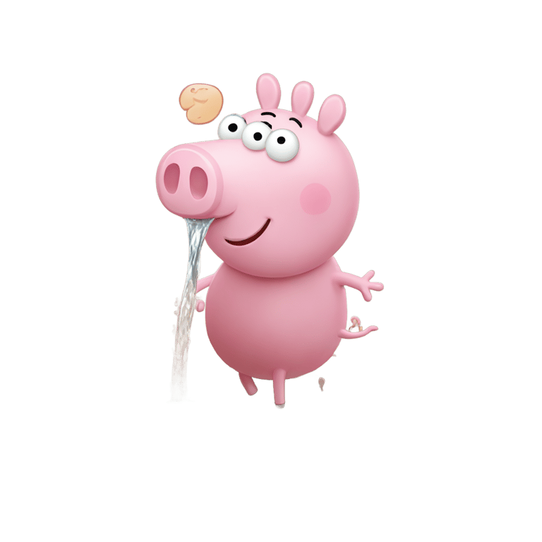 genmoji: Peppa pig drinking water from a muddy puddle in mexico