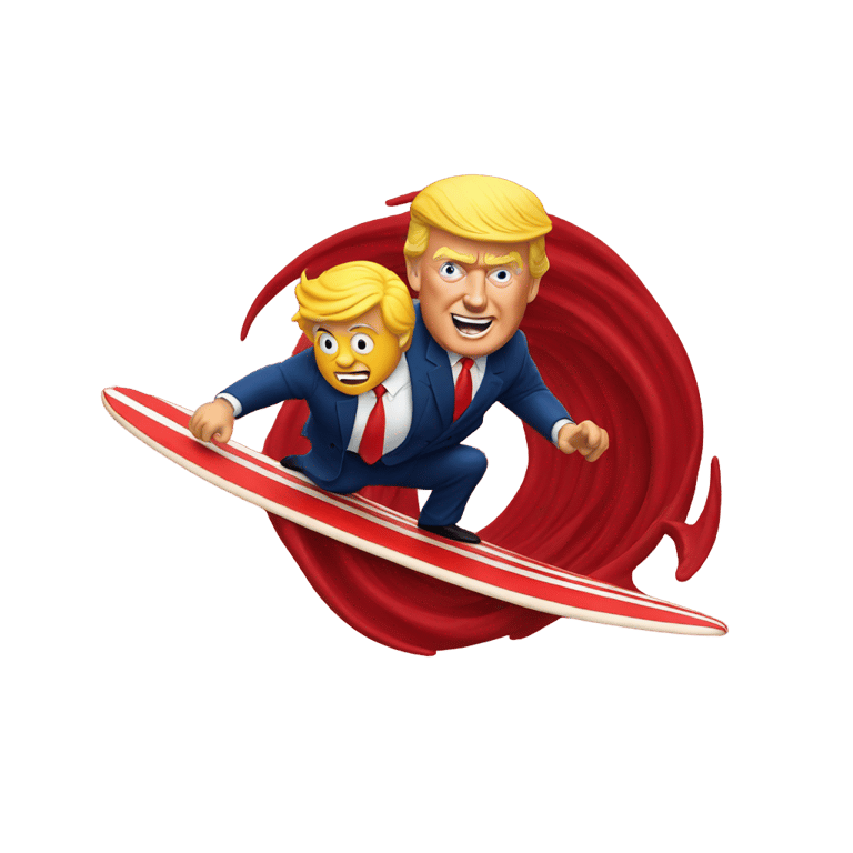 genmoji: trump surfing on a red wave