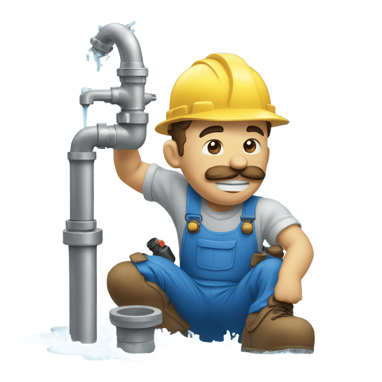 genmoji：Plumber repairing pipes water spraying everywhere