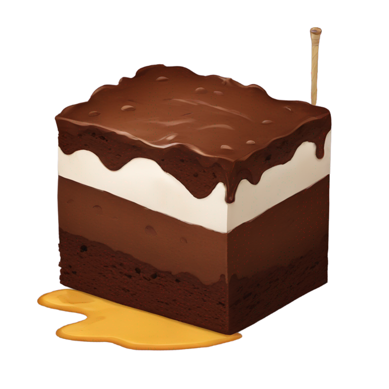 genmoji: a plain brownie cake (the desert) and a large pirate flag on it